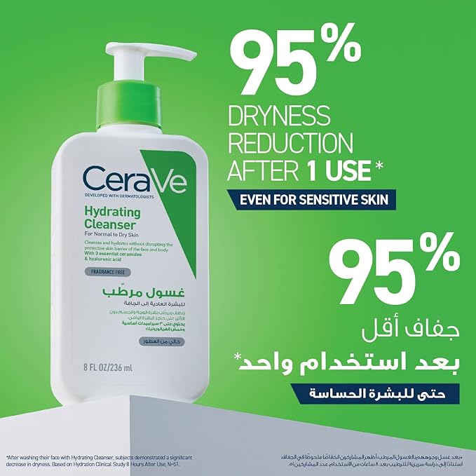 Cerave Hydrating Cleanser for Normal to Dry Skin with Hyaluronic Acid
