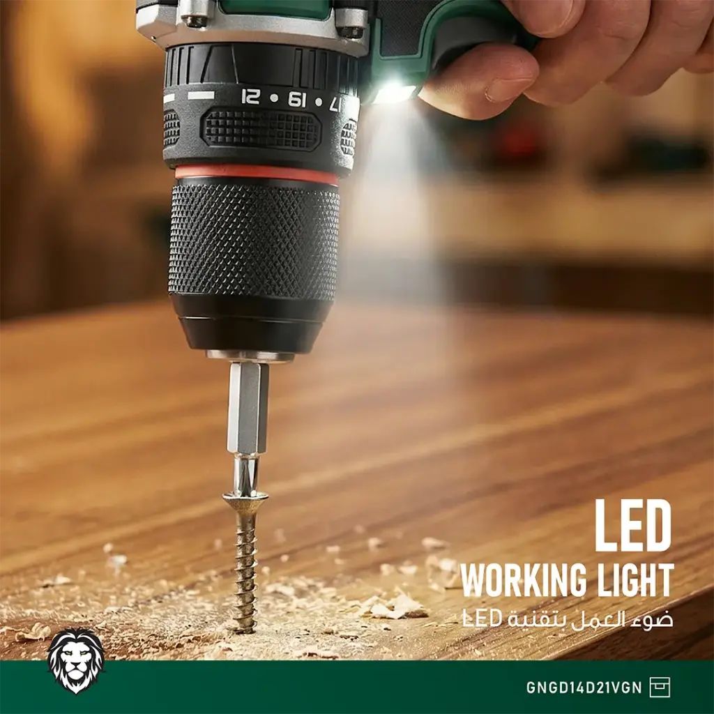 Green Lion GD-14 Power Pro Cordless Hammer Drill - Green