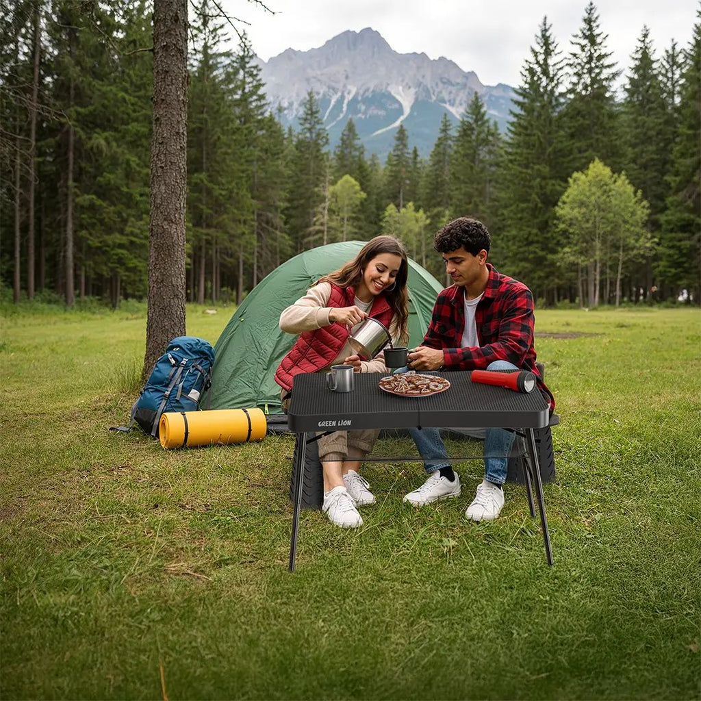 Green Lion Foldable Travel Camping Table & Stool - Black