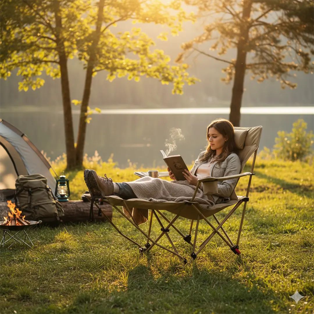 Green Lion Vestro Camping Chair - Beige